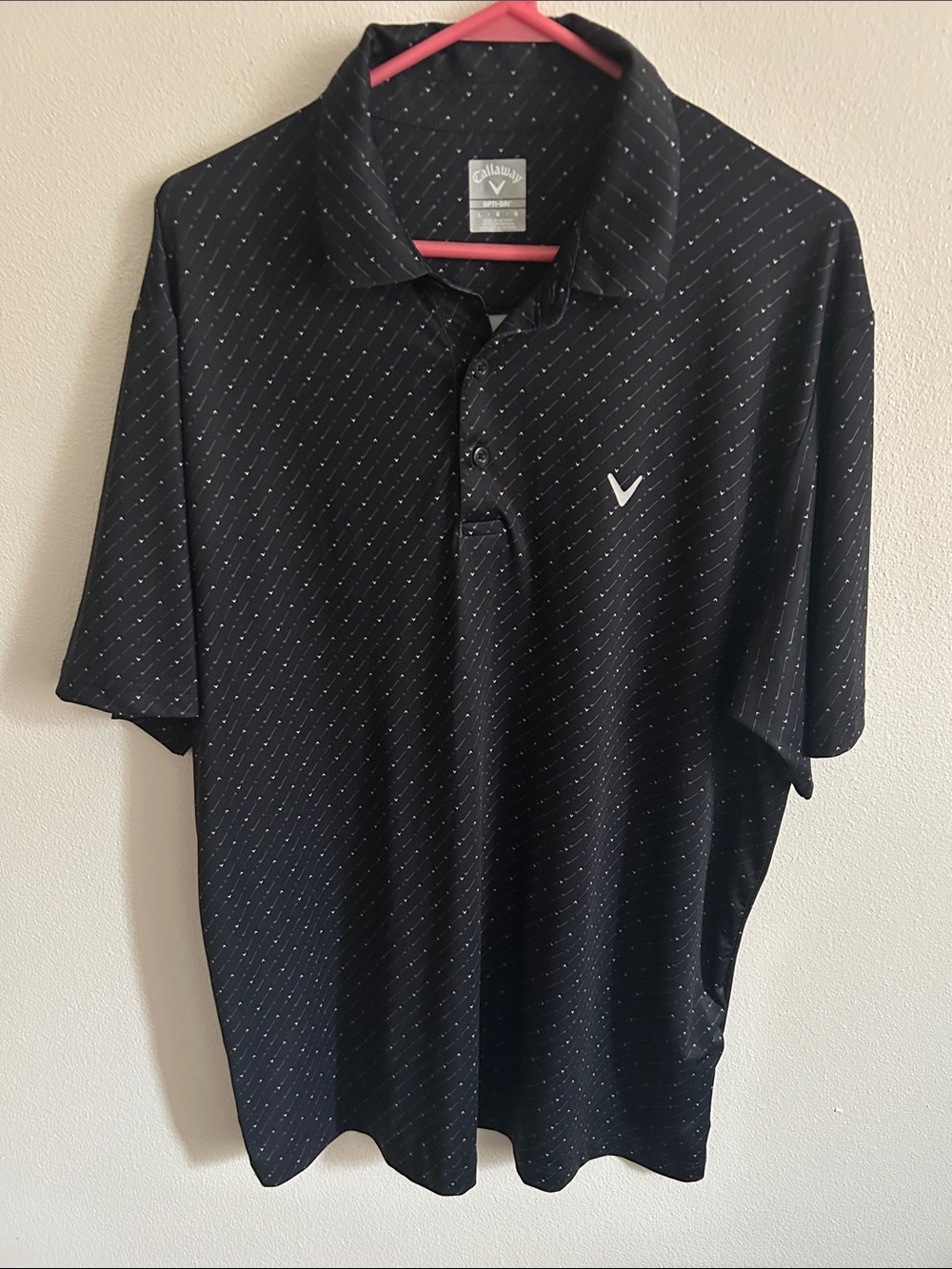Callaway Men’s Black Opti Dri Moisture Wicking  Stretch Performance Golf Polo: L